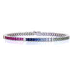 18k Solid Gold Multi Sapphire Diamond Bracelet