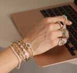 14K Gold Moissanite Diamond Multi Shape Bangle - Image 2