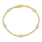 14K Gold Lab Grown Diamond Illusion Emerald Shape Tennis Bracelet