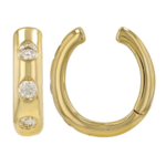 14K Gold  Triple Moissanite Diamond Ear Cuff