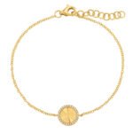 18k Gold Moissanite Diamond Line Fluted Disc Chain Bracelet