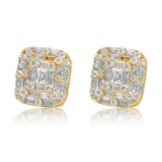 18k Gold Moissanite Diamond Illusion Stud Earring