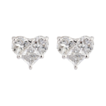 18k Gold Moissanite Diamond Prong Heart Earring Stud