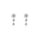 14K Gold  Triple Mini Moissanite Diamond Drop Earring - Image 2