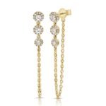 14K Gold Graduated Triple Drop Loop Earring
