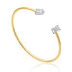 18k Gold Moissanite Diamond Oval and Baguette Bangle