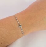 18k Gold Turquoise Evil Eye Moissanite Diamond Bezel Bracelet - Image 2