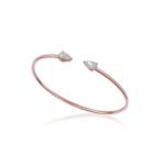 18k Gold Moissanite Diamond Double Pear Bangle - Image 2