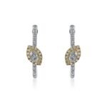 14K Gold  Yellow Moissanite Diamond Marquise Hoop Earrings