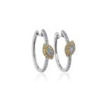 14K Gold  Yellow Moissanite Diamond Marquise Hoop Earrings - Image 2