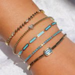 14K Gold Moissanite Diamond Triangle Bracelet - Image 3