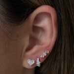 18k Gold Moissanite Diamond Prong Heart Earring Stud - Image 2