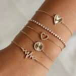 18k Gold Moissanite Diamond Line Fluted Disc Chain Bracelet - Image 2