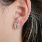 18k Gold Moissanite Diamond Illusion Stud Earring - Image 2