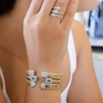 18k Gold Flexible Pave Moissanite Diamond Bangle - Image 4