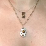 14K Solid Gold Diamond Tiger Eye Baroque Pearl Pendant - Image 2