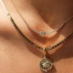14K Gold  Diamond Baguette Illusion Necklace - Image 2