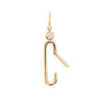 14K Gold Bezel Moissanite Diamond Paperclip Clasp Pendant - Image 3