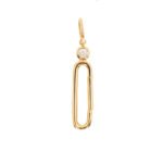 14K Gold Bezel Moissanite Diamond Paperclip Clasp Pendant
