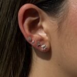 18k Gold Pave Marquise Moissanite Diamond Drop Stud Earring - Image 2