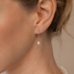18k Solid Gold Pearl Drop Earring