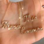 14K Gold Diamond Script Name Necklace - Image 3
