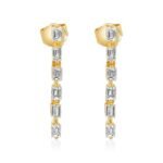 18k Gold Emerald Cut Moissanite Diamond Drop Earring