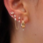 18k Gold Moissanite Diamond Drop Chunky Hoop Earring - Image 2