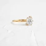 14k Solid Gold Round Cut Moissanite Diamond Engagement Ring - Image 5