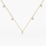 18k Dangling Natural Diamond Solitaire Necklace