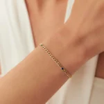 14K Solid Gold Cuban link bracelet With Sapphire bracelet - Image 3