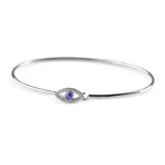 14K Solid Gold Open Evil Eye Latch Bracelet - Image 3