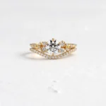 18K Solid Gold Lab-Grown Diamond Custom Curved Wisp Band - Image 5