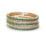 18k Gold Diamond Baguette Picket Bangle - Image 6