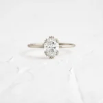 Threaded Ring, 1ct. Oval Cut Moissanite Engagement Diamond Ring