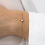 18k Gold Moissanite Diamond Clover Bracelet - Image 4