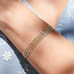14K Solid Gold Cuban link bracelet With Sapphire bracelet - Image 8