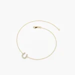 18k Solid Gold Mini Moissanite Diamond Horseshoe Bracelet - Image 3
