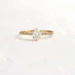 18K Solid Gold Pave Band, Oval Cut 1.5 ct Lab-Grown Diamond Ring - Image 7