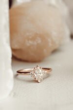 14k Solid Gold Marquise Cut Moissanite Diamond Engagement Ring