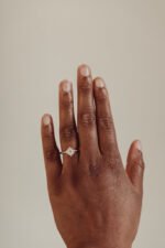 14k Solid Gold Marquise Cut Moissanite Diamond Engagement Ring - Image 6