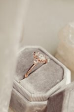 14k Solid Gold Marquise Cut Moissanite Diamond Engagement Ring - Image 5