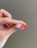 3 Carat Oval Moissanite Engagement Ring 14 Karat Gold