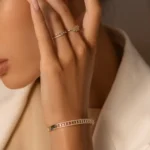 18k Baguette & Round Diamond Bangle Bracelet - Image 9