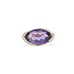 14K Solid Gold Amethyst Ring With Pink Sapphire