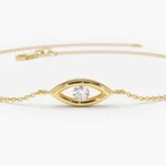 18k Solid Gold Moissanite Diamond Evil Eye Bracelet - Image 2