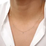 18k Dangling Natural Diamond Solitaire Necklace - Image 7