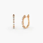 14K Gold Baguette And Round Moissanite Diamond Earrings - Image 5