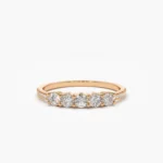 18k Gold 5 Stone Natural Diamond Anniversary Ring - Image 5