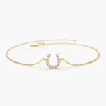18k Solid Gold Mini Moissanite Diamond Horseshoe Bracelet